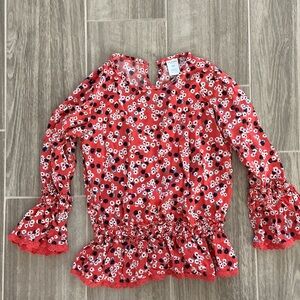 Arizona Jean Company Red Floral Kids Blouse